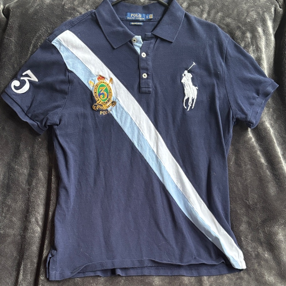 Polo by Ralph Lauren Dark Blue Polo with Light Blue Stripe